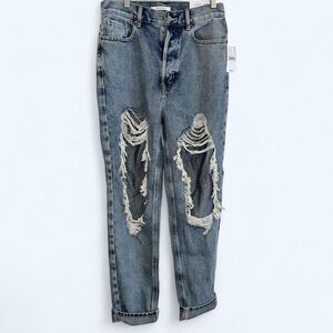 PacSun Jeans Women's 27 Ultra High Rise Slim Distressed destroyed Button Fly NEW